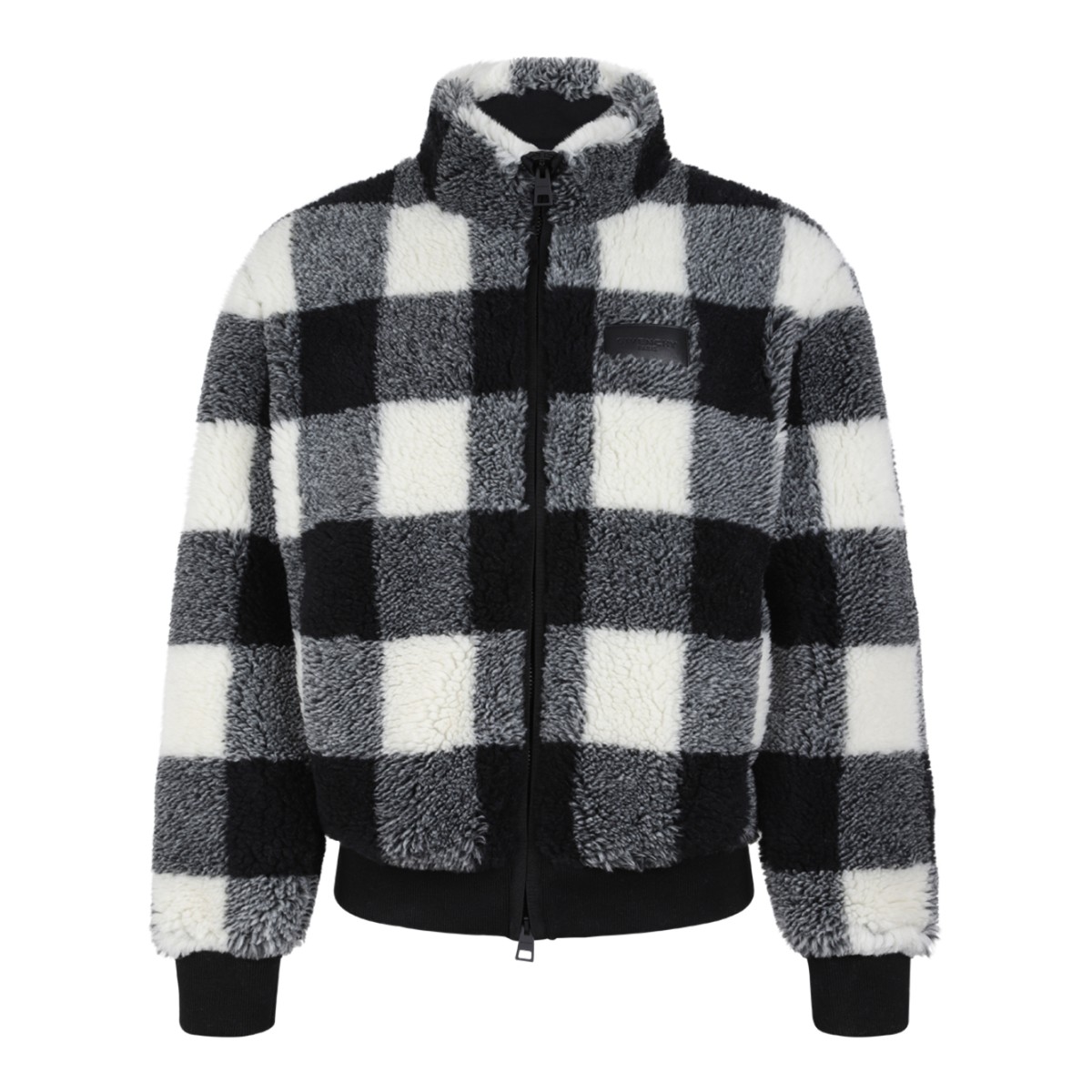 Givenchy Black & White Check Sherpa Fleece Jacket.