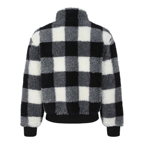 Givenchy Black & White Check Sherpa Fleece Jacket.