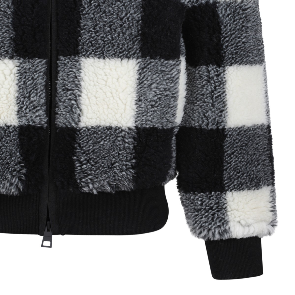 Givenchy Black & White Check Sherpa Fleece Jacket.