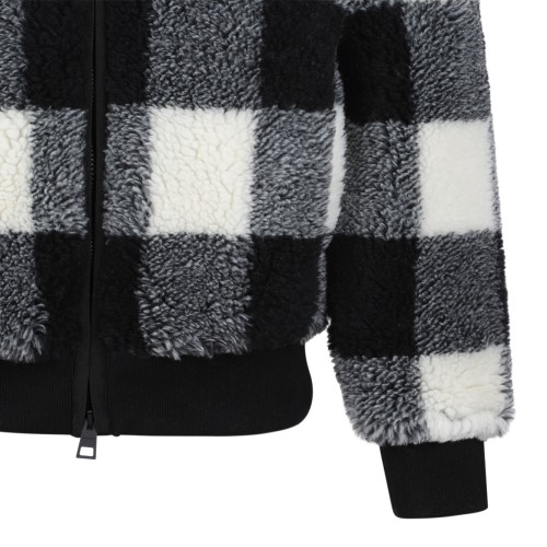 Givenchy Black & White Check Sherpa Fleece Jacket.