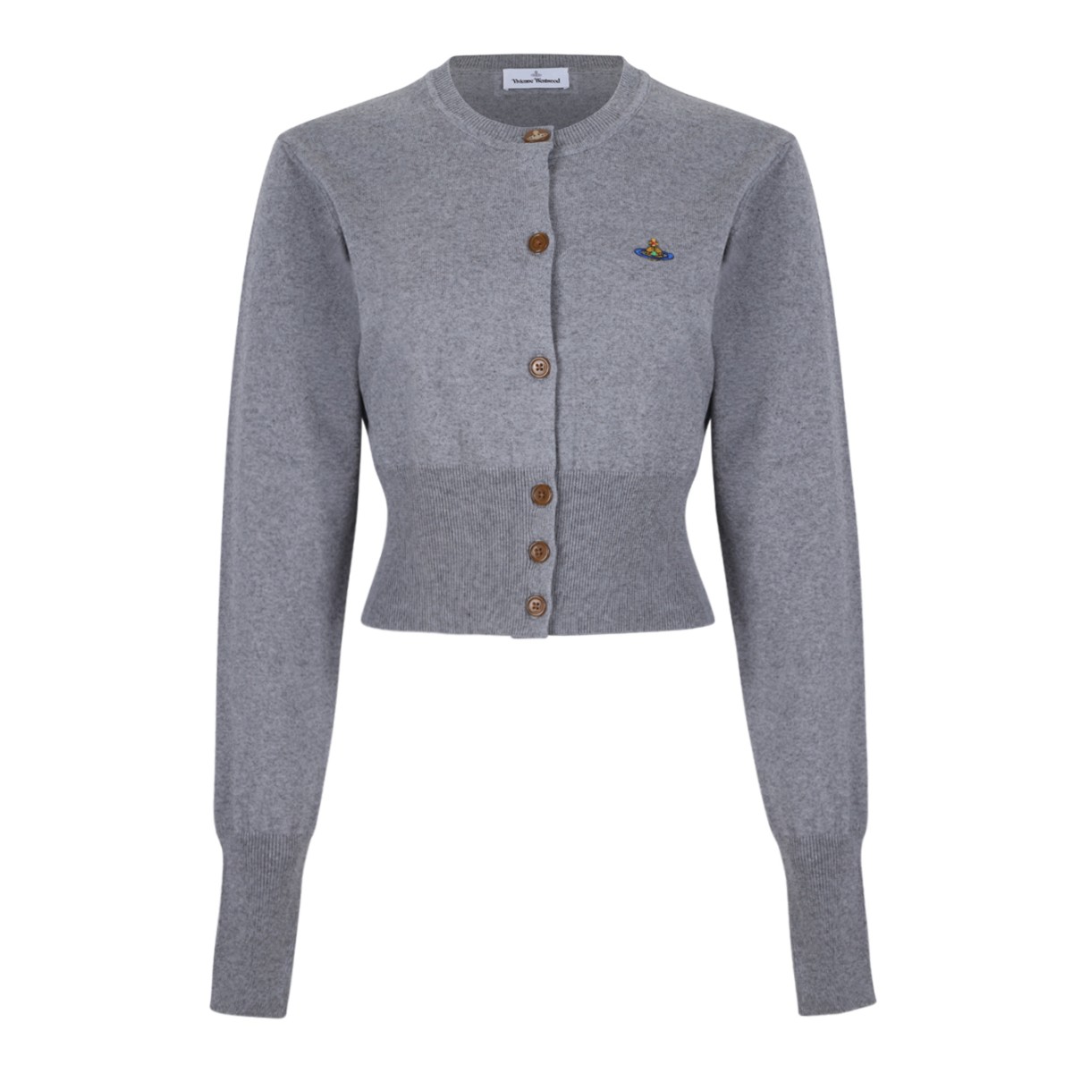 Vivienne Westwood Grey Wool Orb Cardigan.
