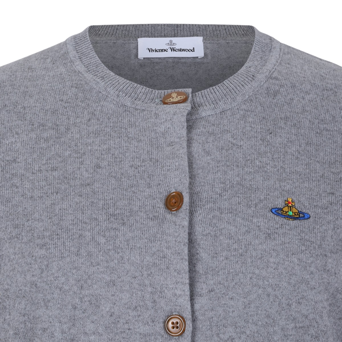 Vivienne Westwood Grey Wool Orb Cardigan.