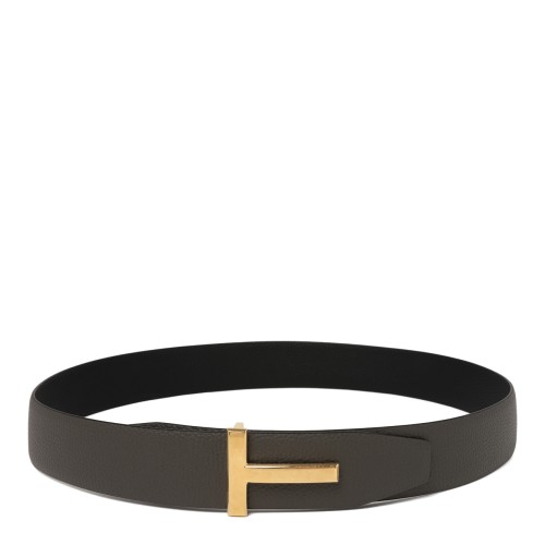 Tom Ford Smoke Grey Reversible Leather Belt.