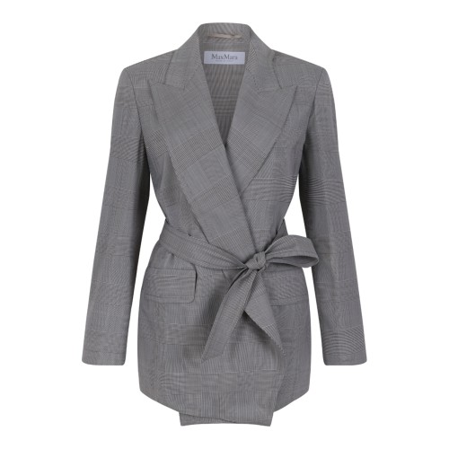 Max Mara Grey Wrap-Style Tailored Blazer.