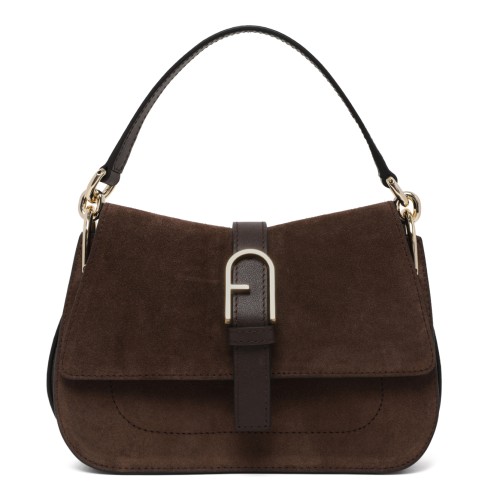 Furla Brown Suede Shoulder Bag.