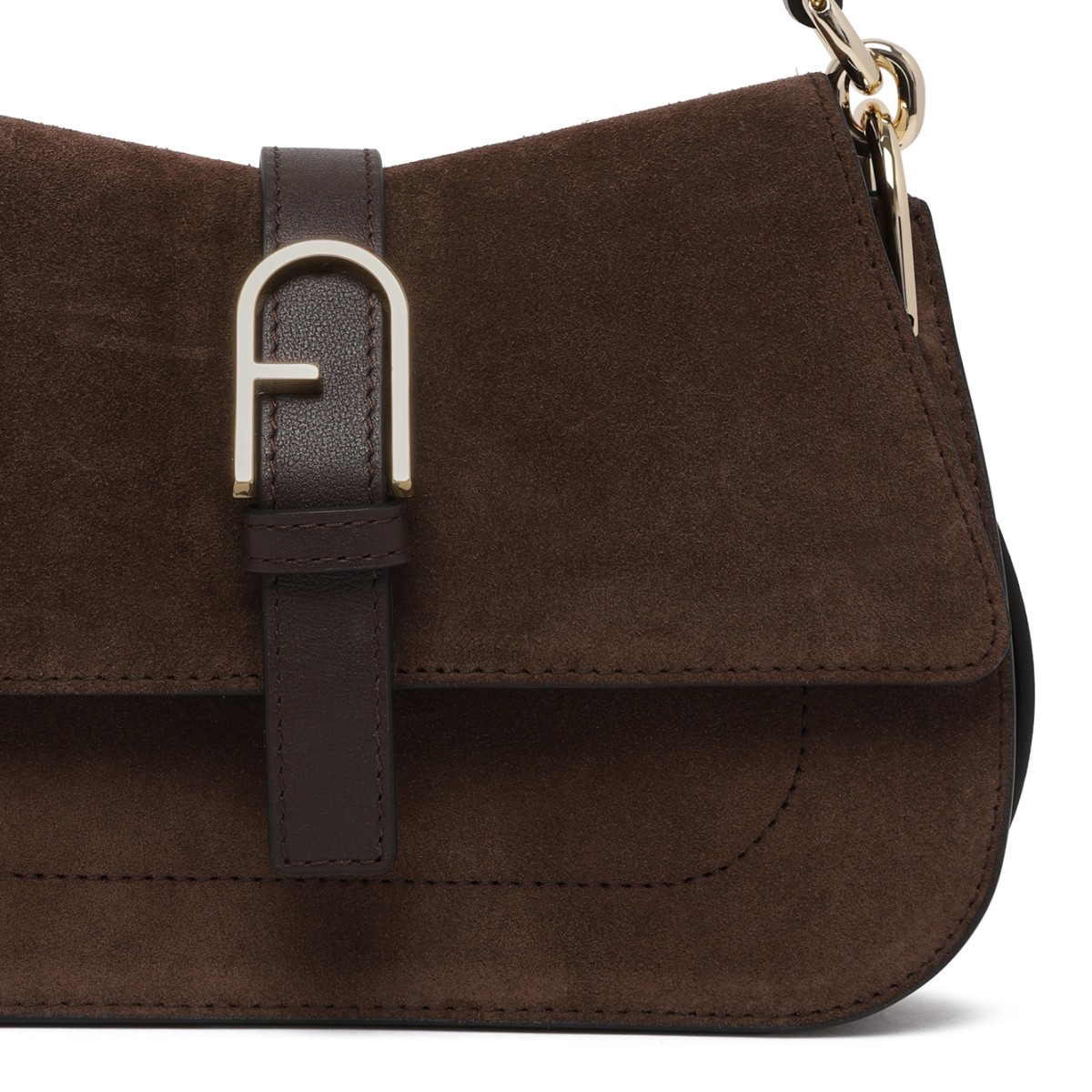 Furla Brown Suede Shoulder Bag.