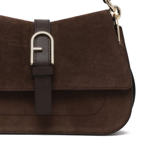 Furla Brown Suede Shoulder Bag.