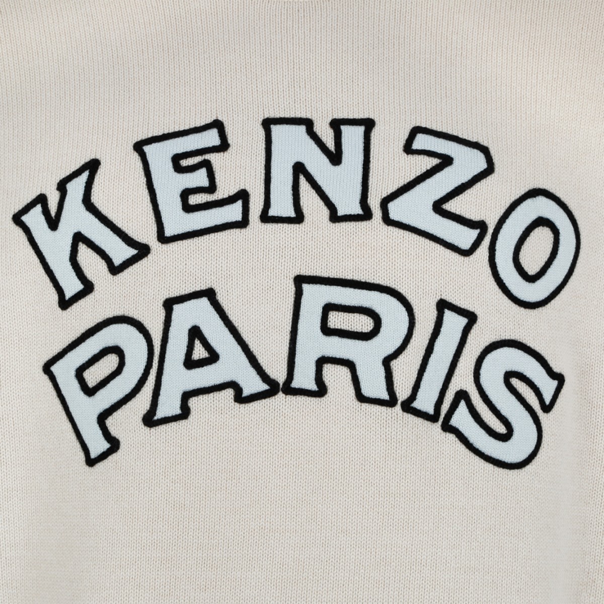 Kenzo Paris Cream Logo Wool Sweater.