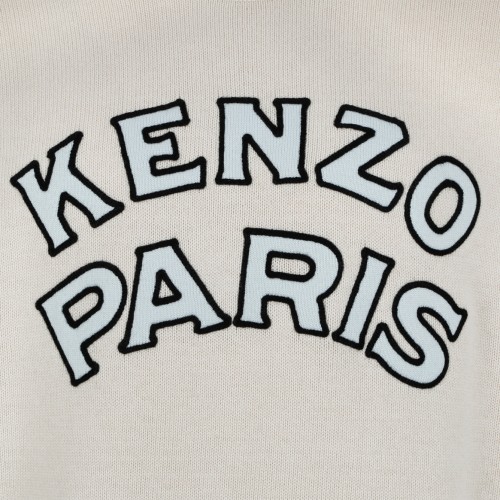 Kenzo Paris Cream Logo Wool Sweater.