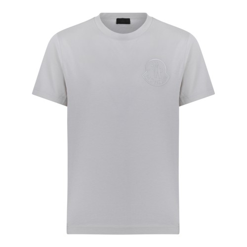 Moncler Light Grey Logo Cotton T-Shirt.