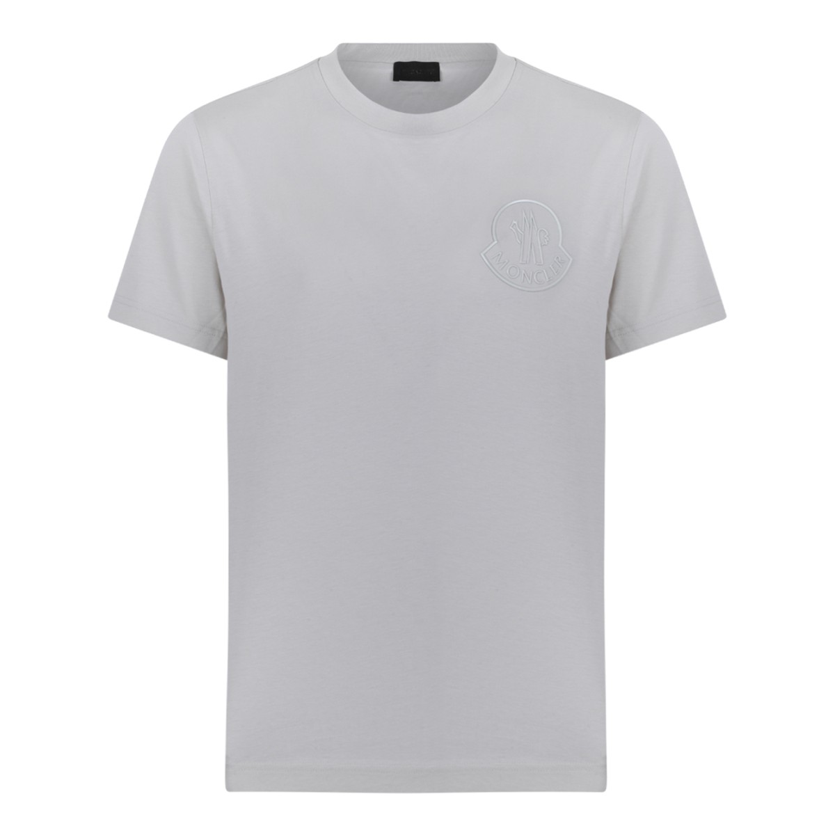 Moncler Light Grey Logo Cotton T-Shirt.