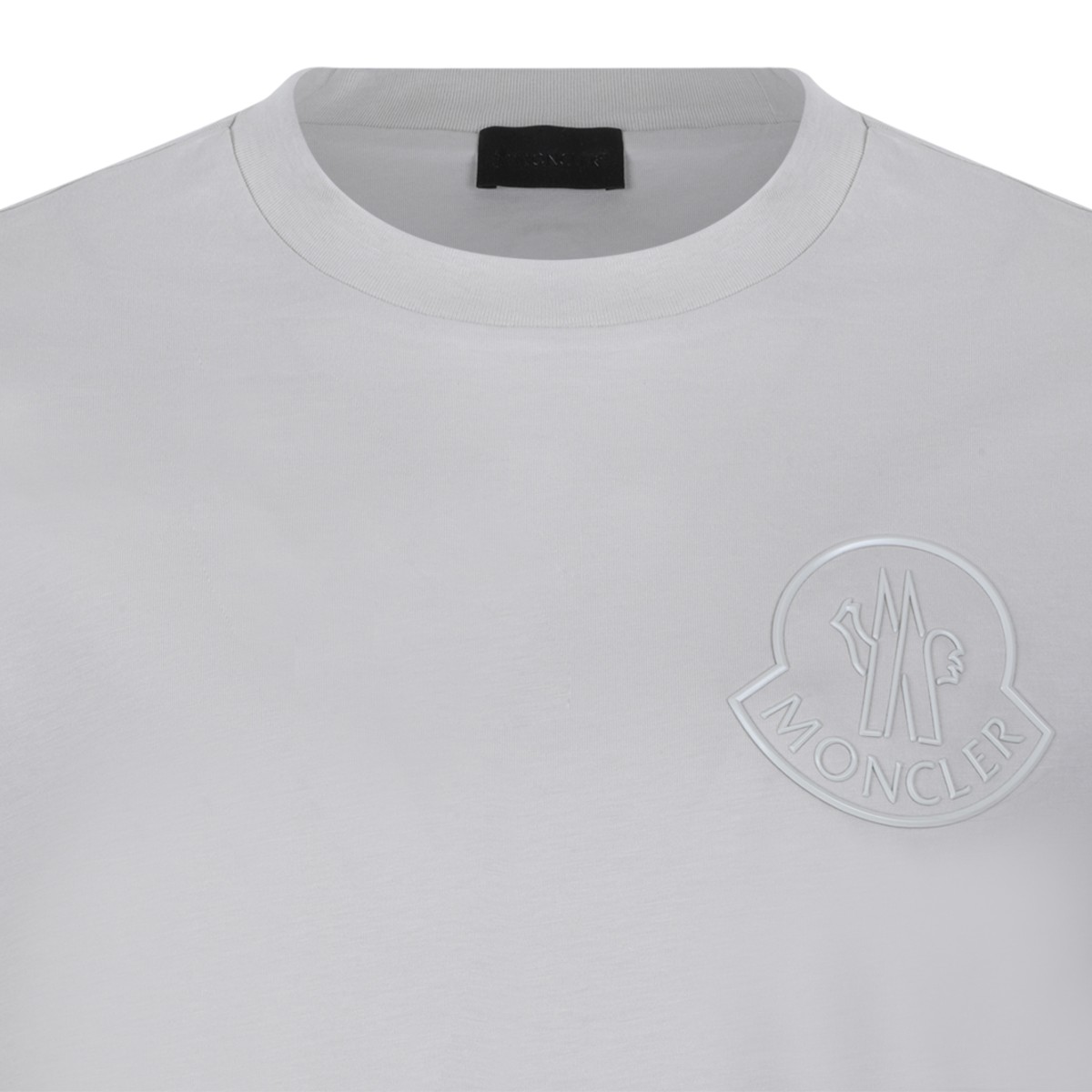 Moncler Light Grey Logo Cotton T-Shirt.