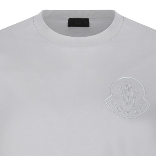Moncler Light Grey Logo Cotton T-Shirt.