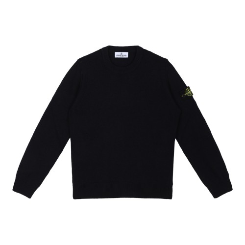 Stone Island Black Wool Crewneck Sweater.
