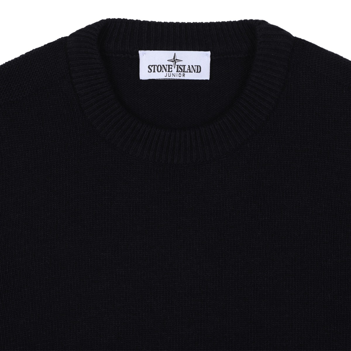 Stone Island Black Wool Crewneck Sweater.