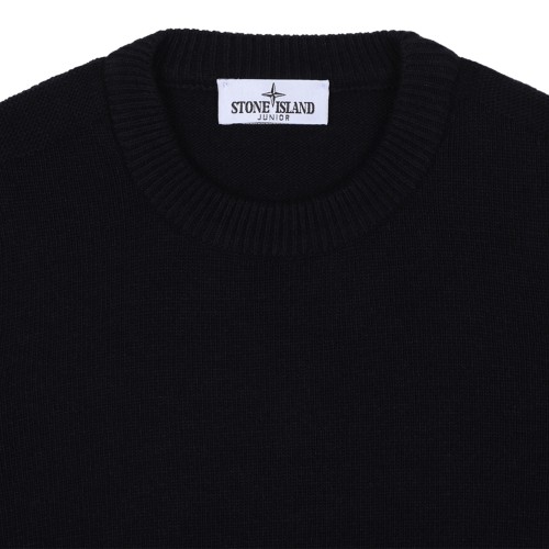 Stone Island Black Wool Crewneck Sweater.