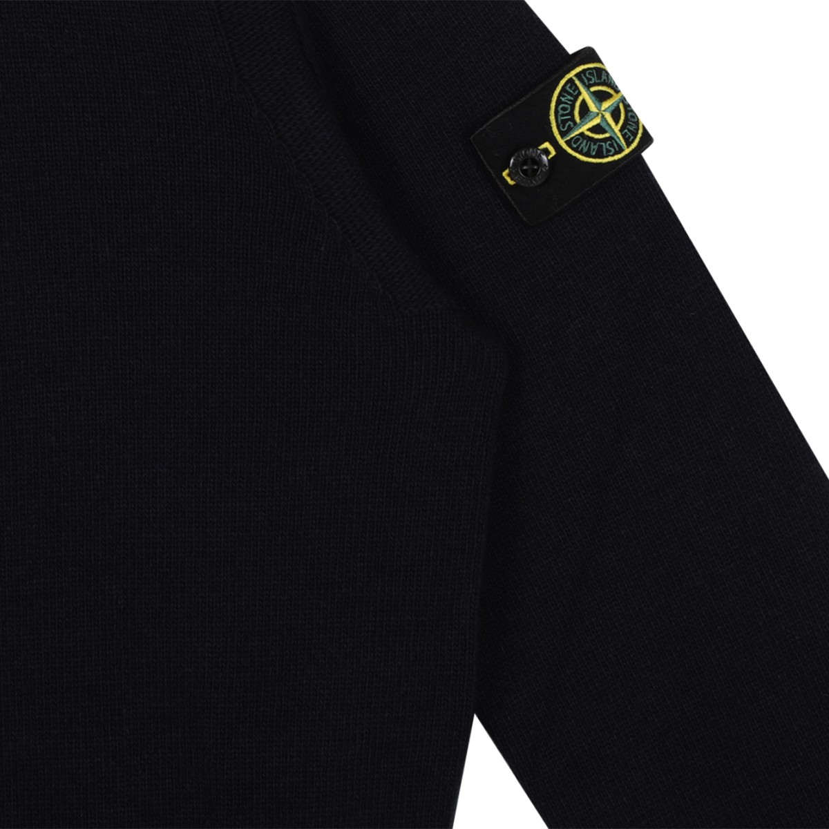 Stone Island Black Wool Crewneck Sweater.