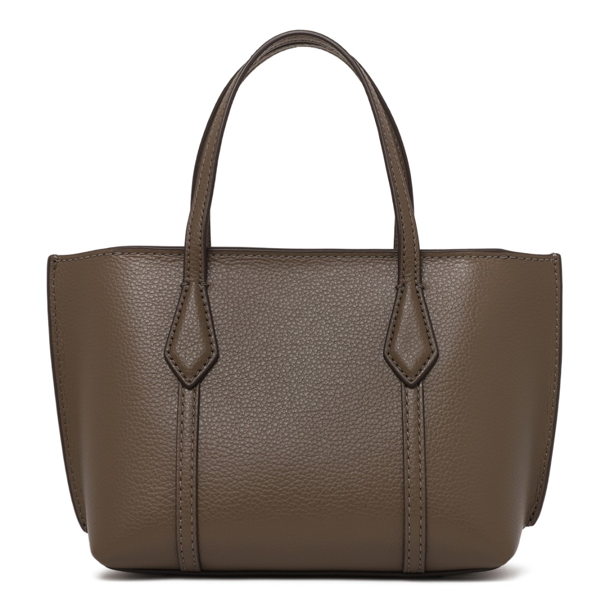 Tory Burch Taupe Grained Leather Tote Bag.