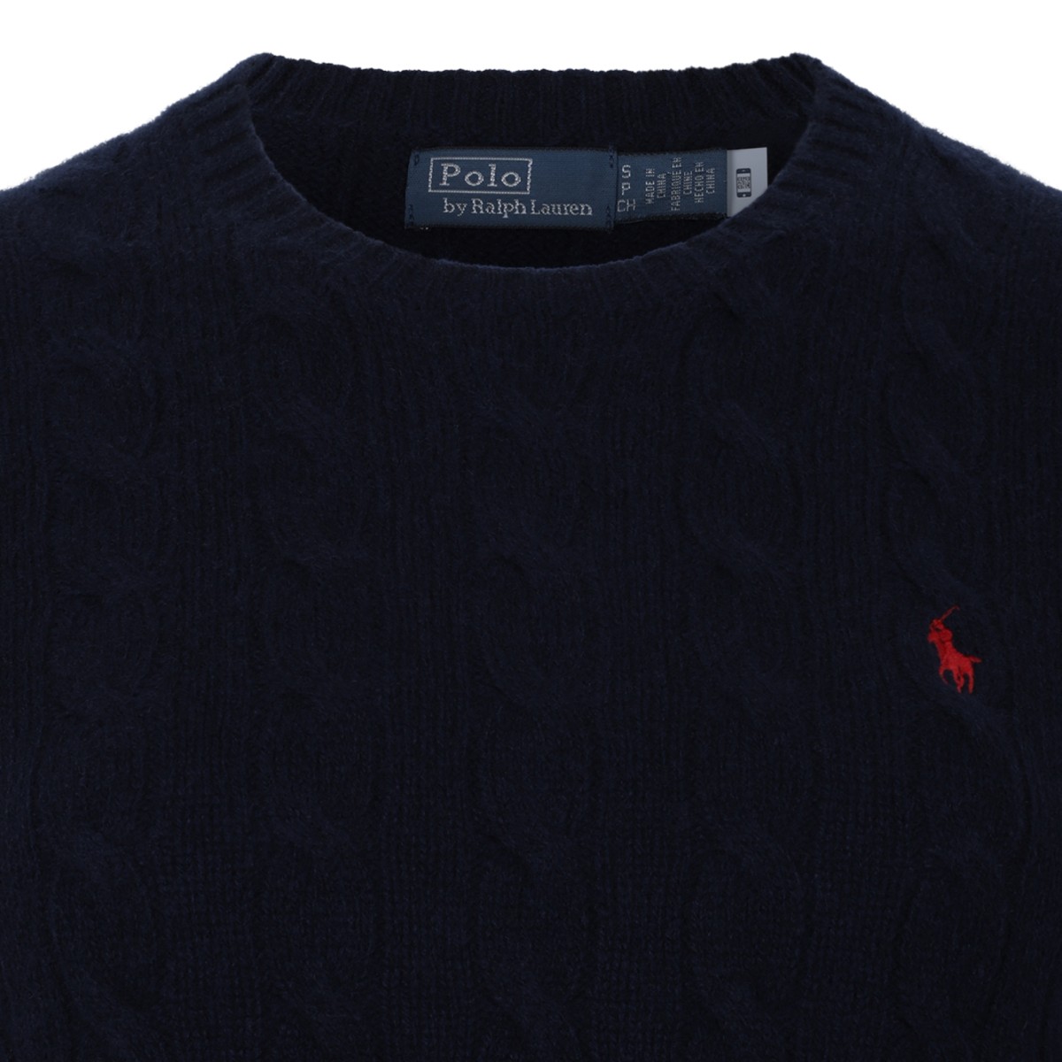 Polo Ralph Lauren Navy Cable-Knit Cotton Sweater.
