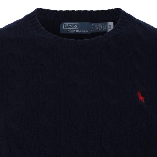 Polo Ralph Lauren Navy Cable-Knit Cotton Sweater.
