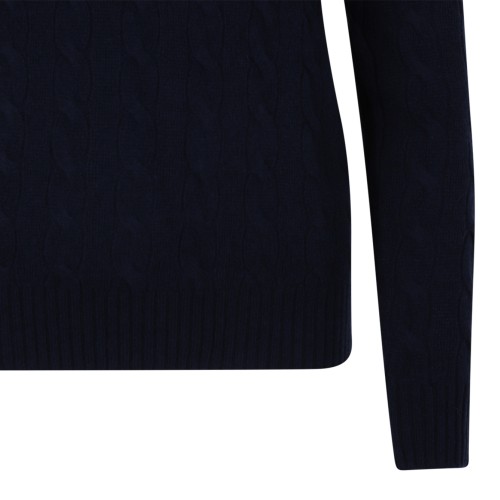 Polo Ralph Lauren Navy Cable-Knit Cotton Sweater.