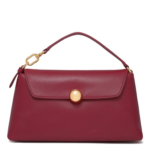 Furla Burgundy Leather Shoulder Bag.