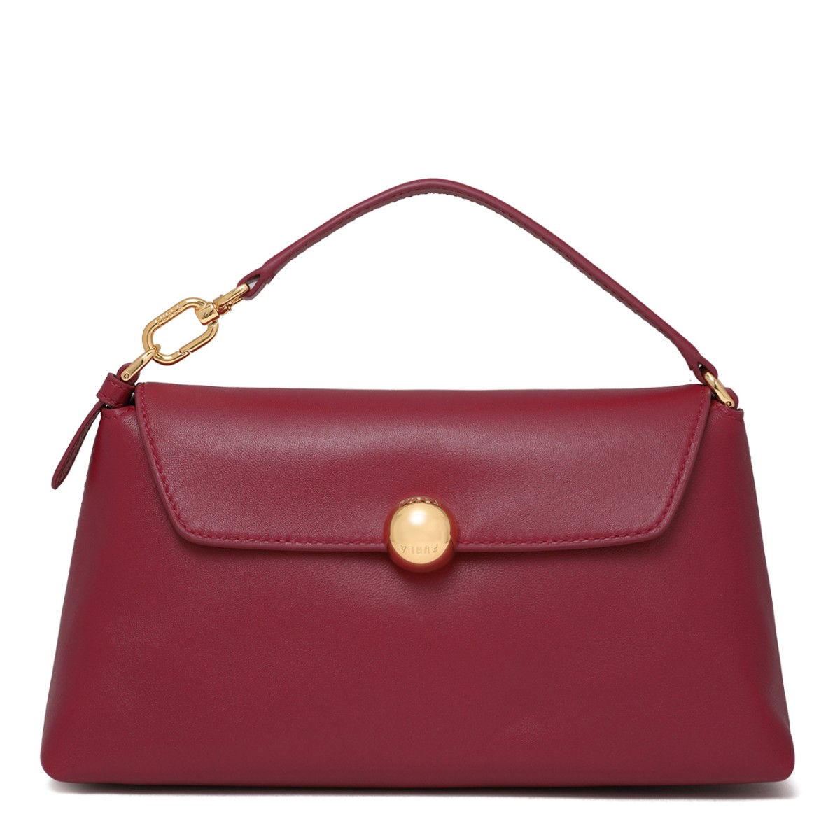Furla Burgundy Leather Shoulder Bag.