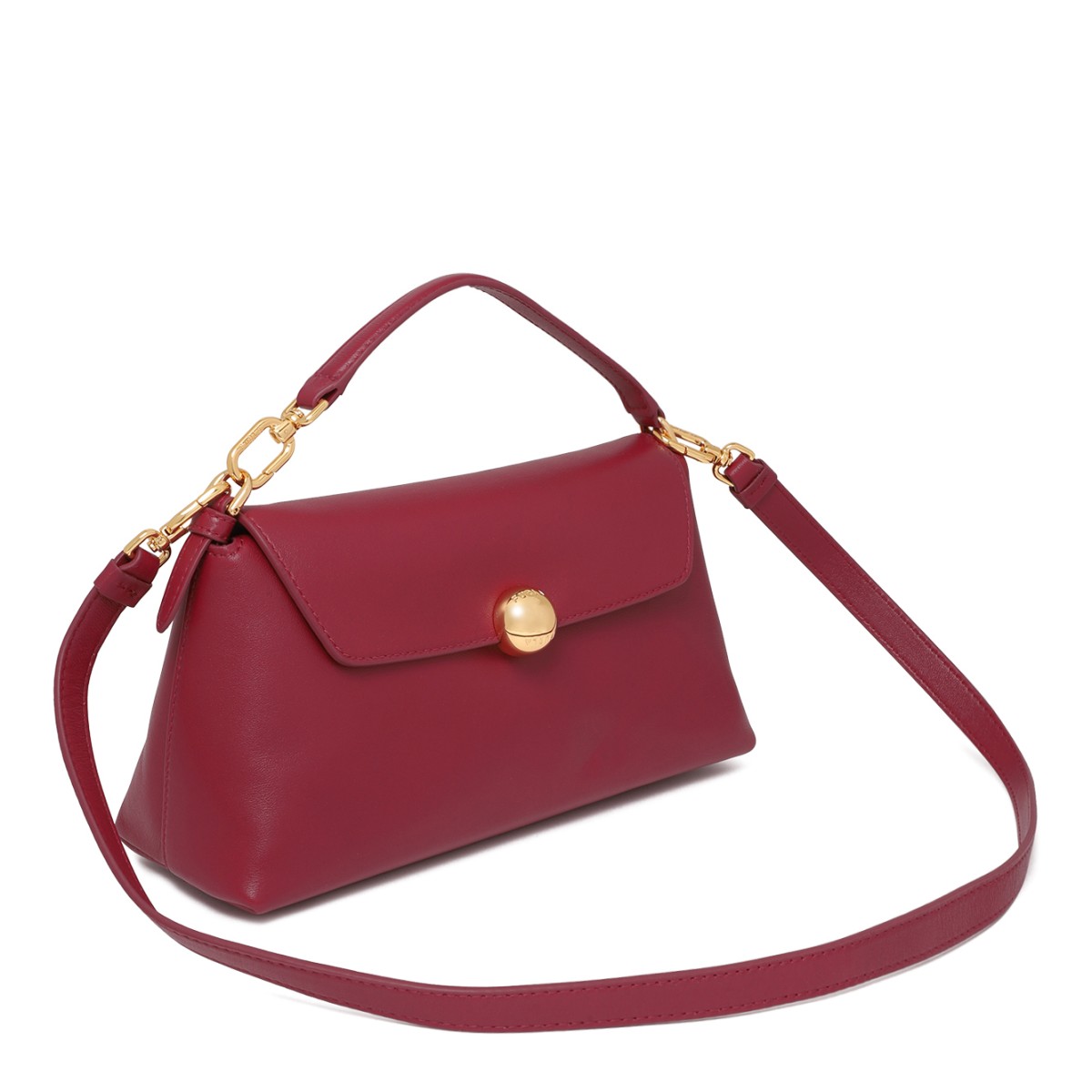 Furla Burgundy Leather Shoulder Bag.