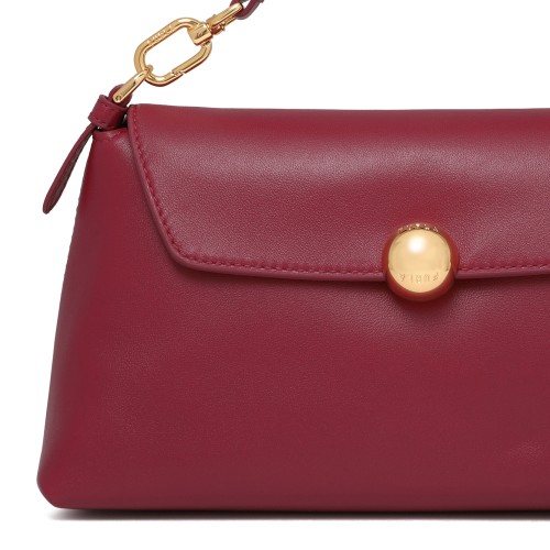 Furla Burgundy Leather Shoulder Bag.