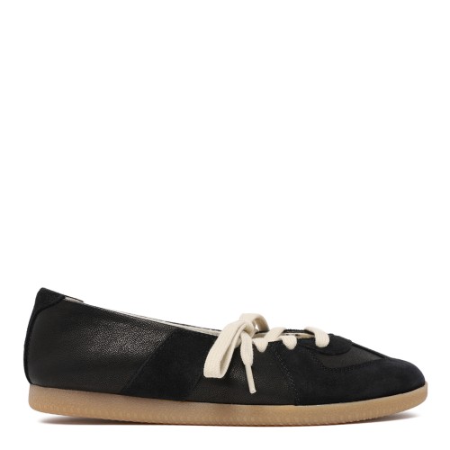 Maison Margiela Black Leather Ballet Sneakers.