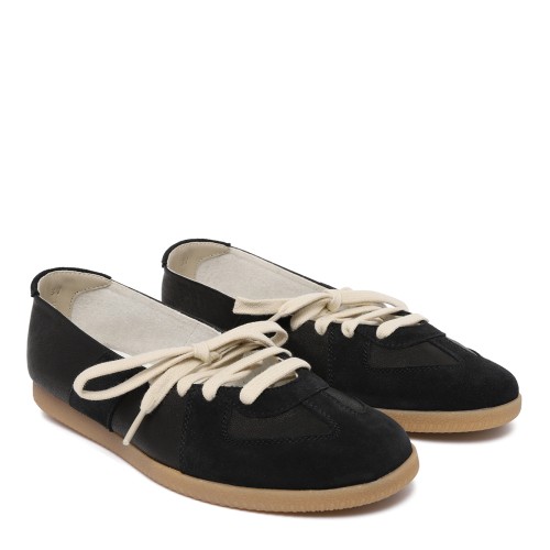 Maison Margiela Black Leather Ballet Sneakers. 2
