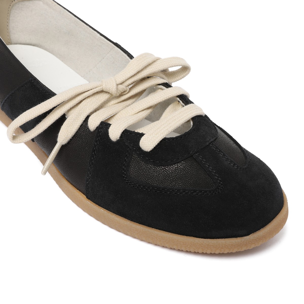 Maison Margiela Black Leather Ballet Sneakers.