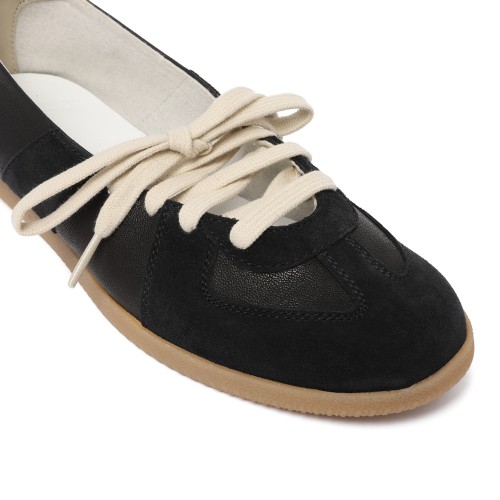 Maison Margiela Black Leather Ballet Sneakers.