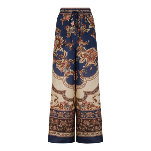 Zimmermann Paisley Print Wide-Leg Silk Trousers.