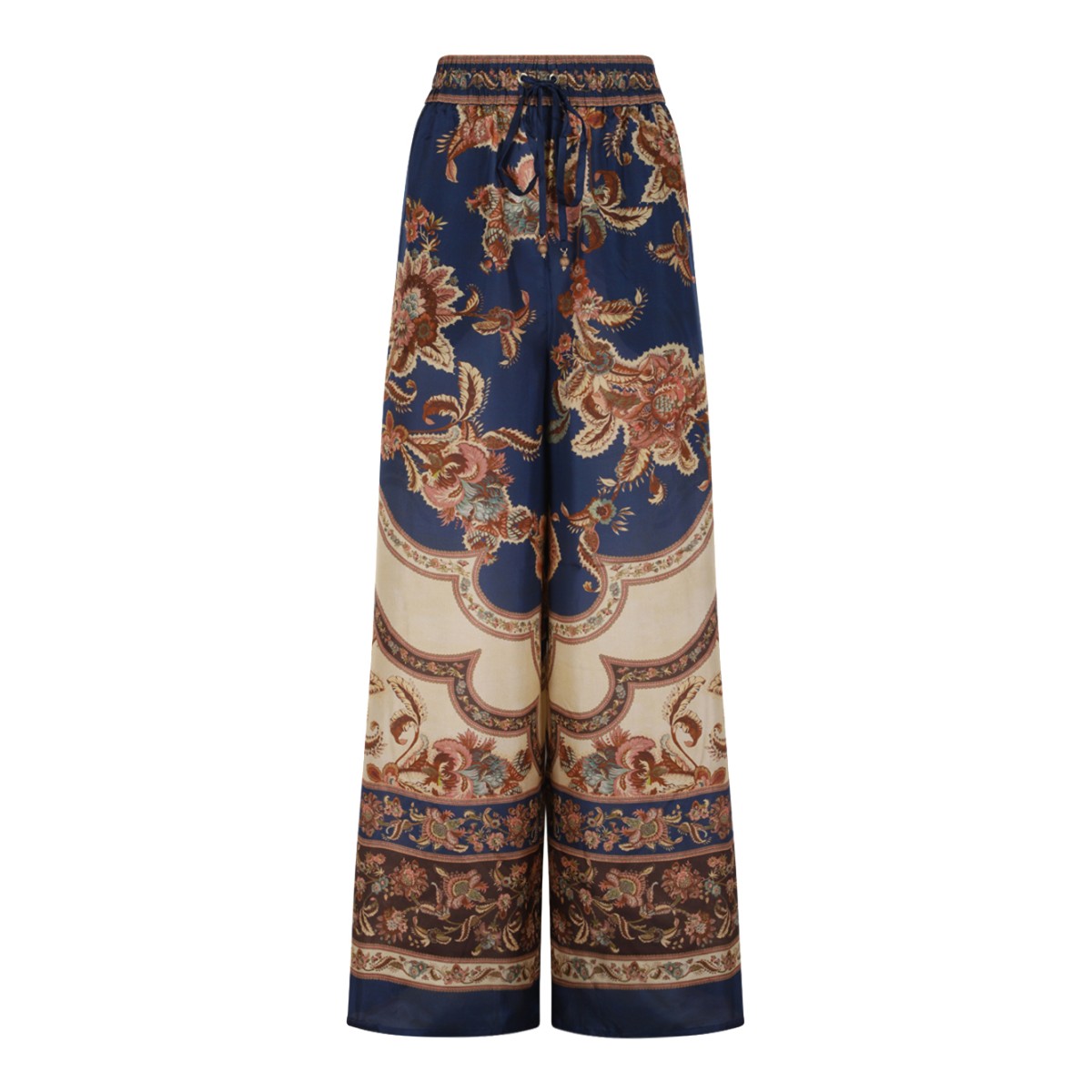 Zimmermann Paisley Print Wide-Leg Silk Trousers.