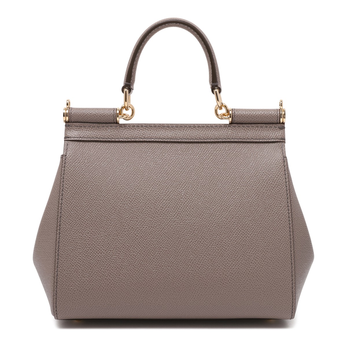 Dolce & Gabbana Taupe Leather Sicily Top-Handle Bag.