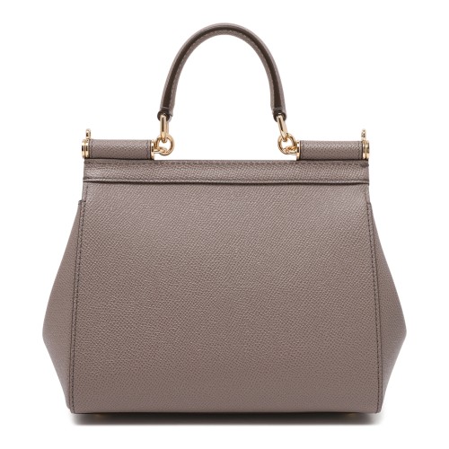 Dolce & Gabbana Taupe Leather Sicily Top-Handle Bag.