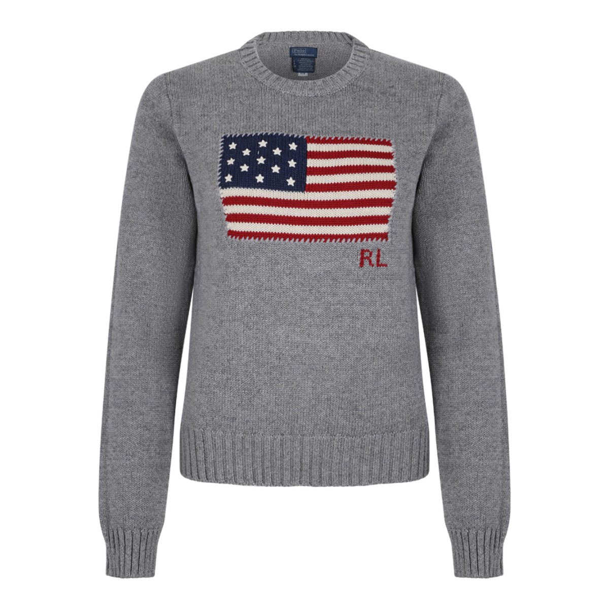 Polo Ralph Lauren Grey Flag Wool Sweater.