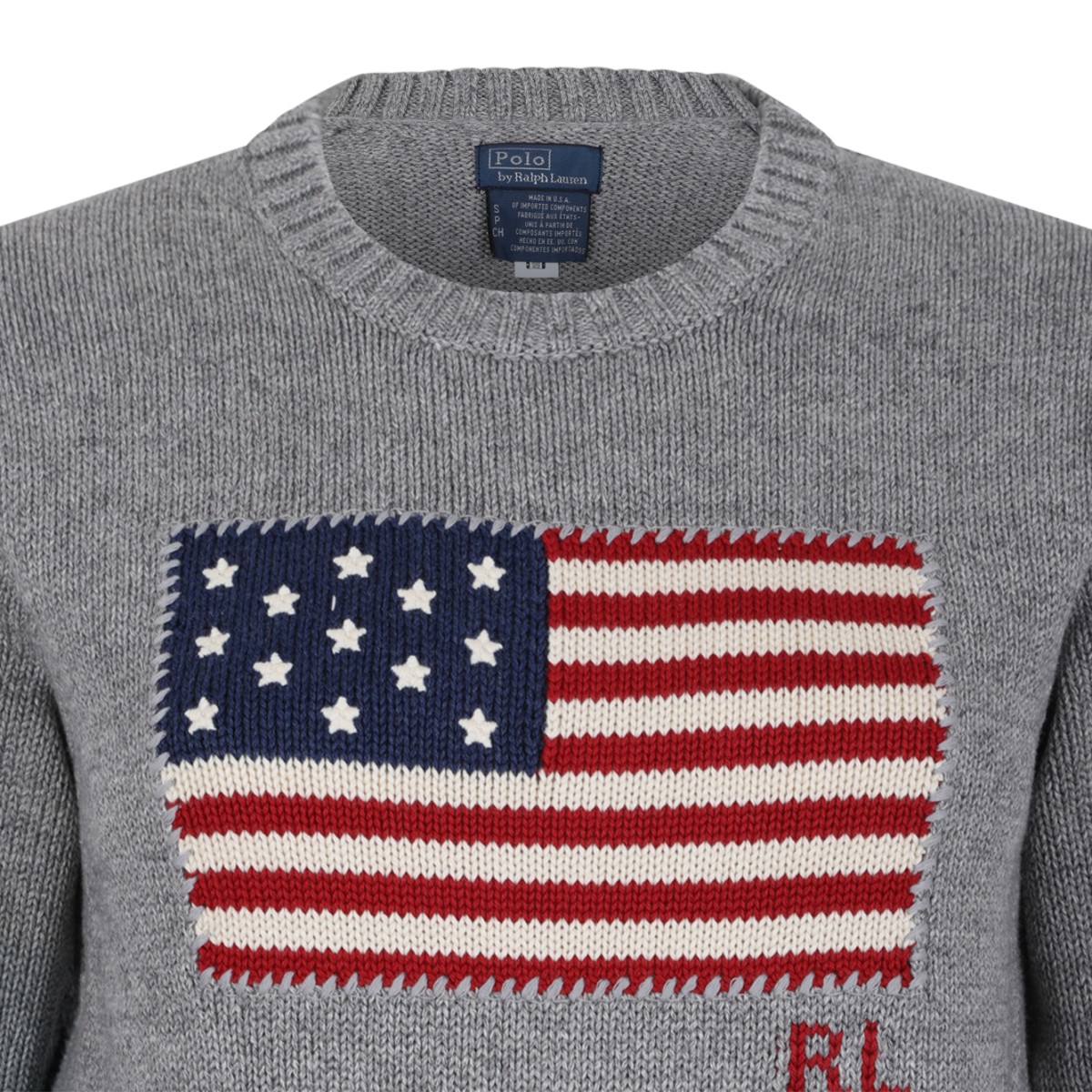 Polo Ralph Lauren Grey Flag Wool Sweater.