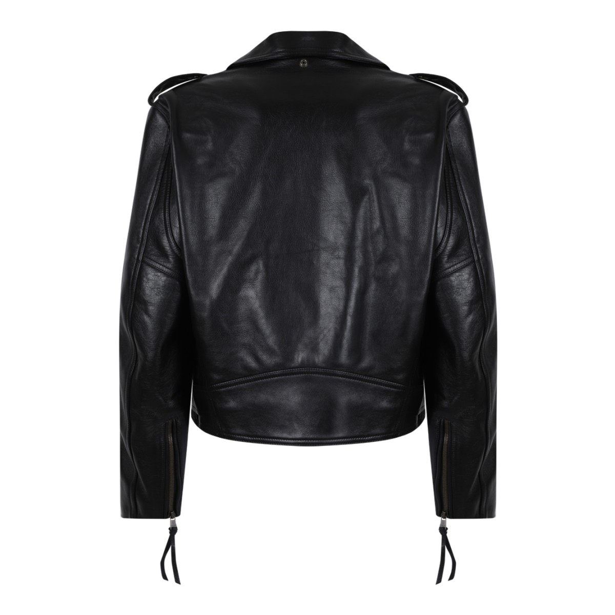 Balmain Black Leather Biker Jacket.