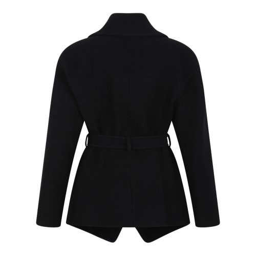Balmain Black Wool Wrap Jacket. 2