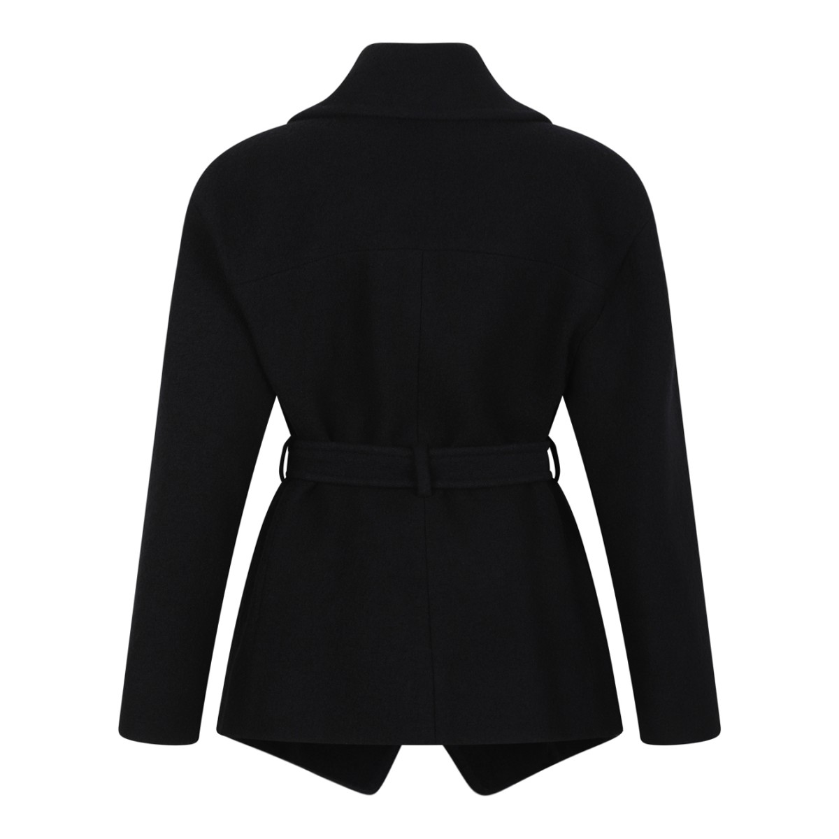 Balmain Black Wool Wrap Jacket.