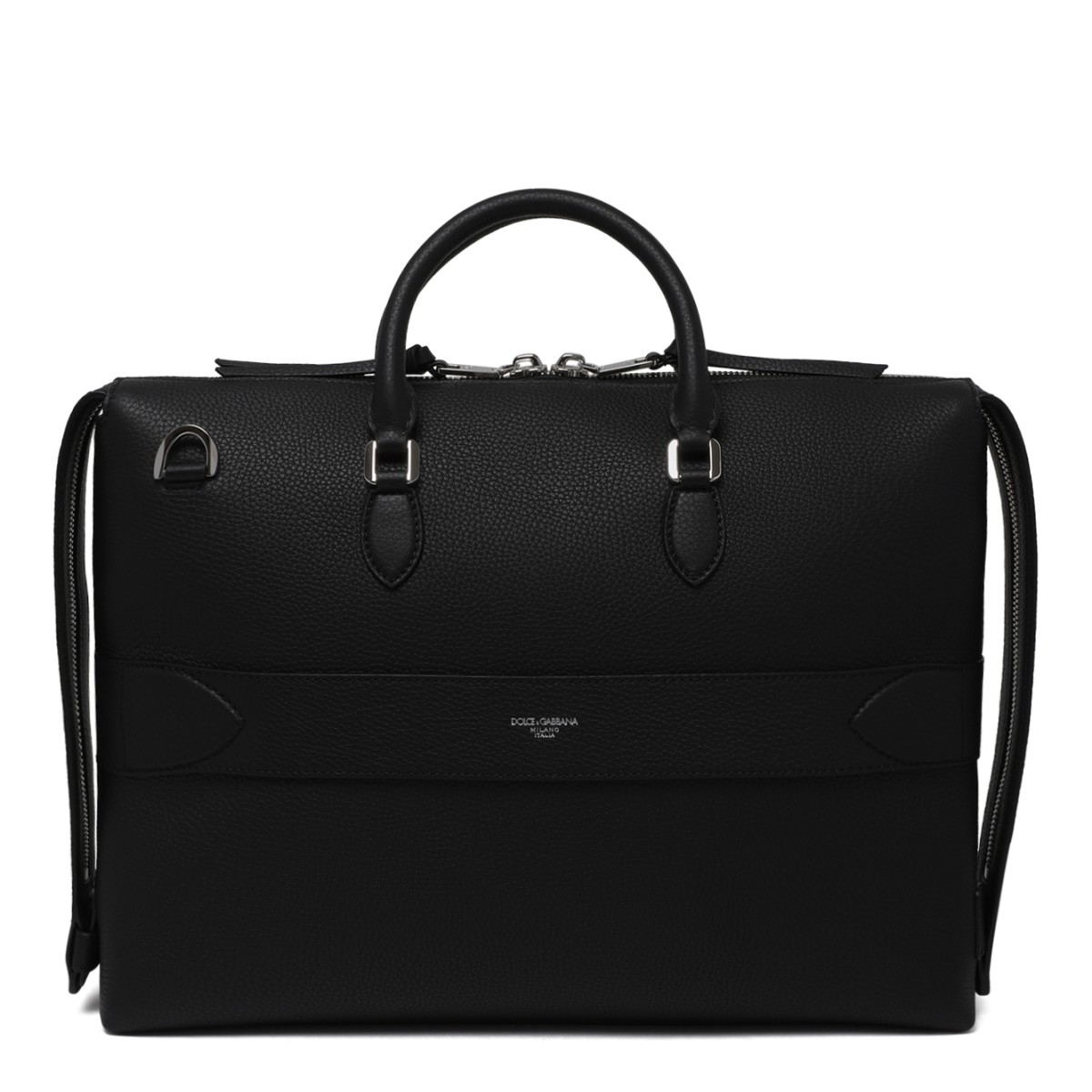 Dolce & Gabbana Black Leather Weekender Bag.