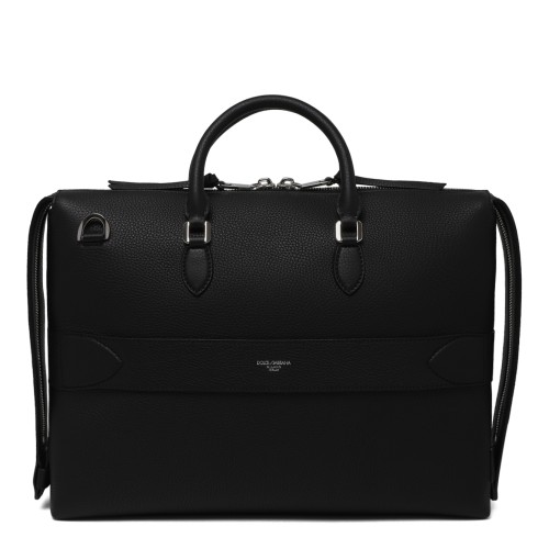 Dolce & Gabbana Black Leather Weekender Bag.