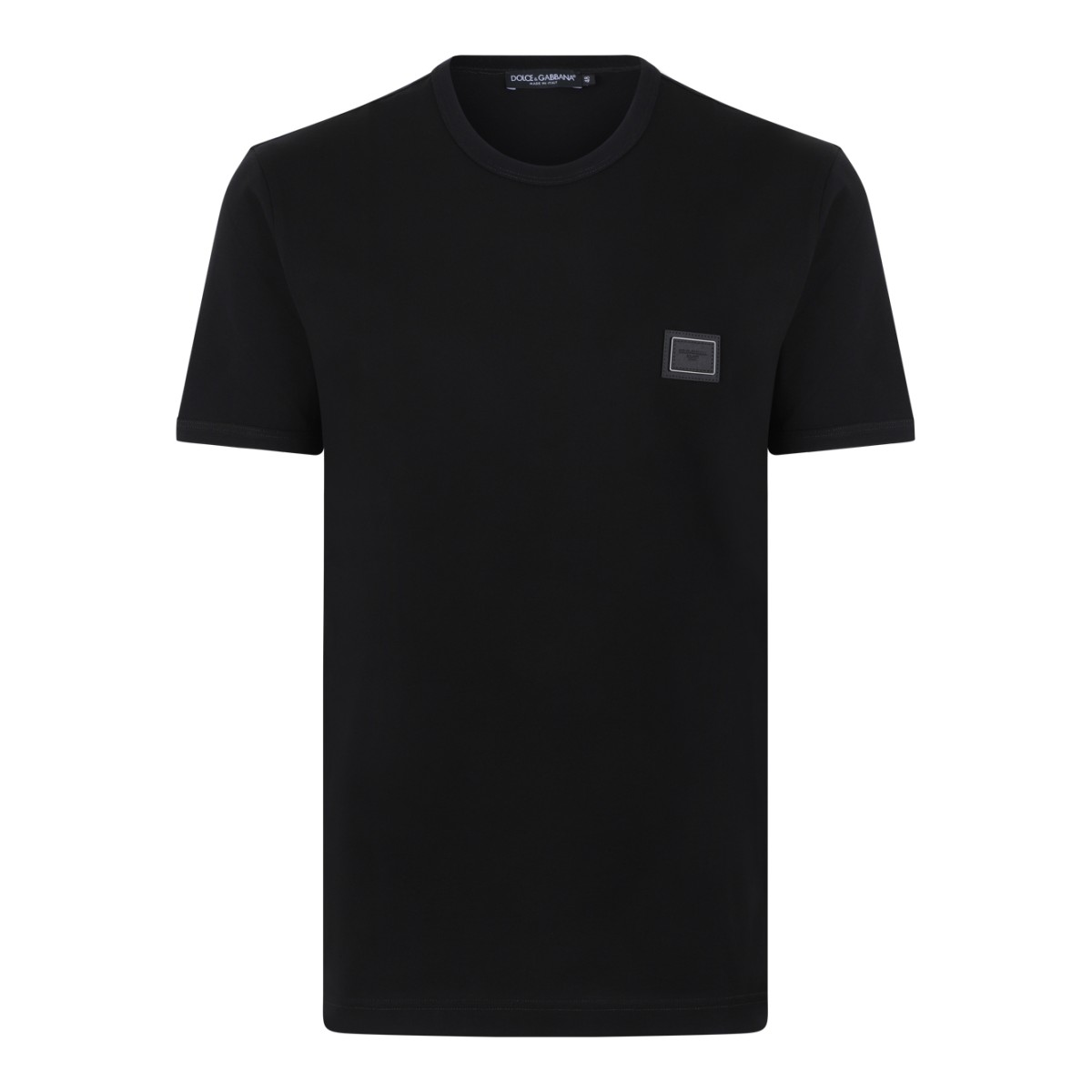Dolce & Gabbana Black Cotton Logo Patch T-Shirt.
