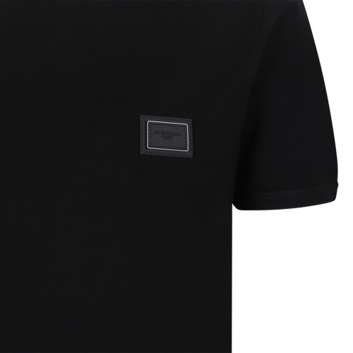 Dolce & Gabbana Black Cotton Logo Patch T-Shirt.