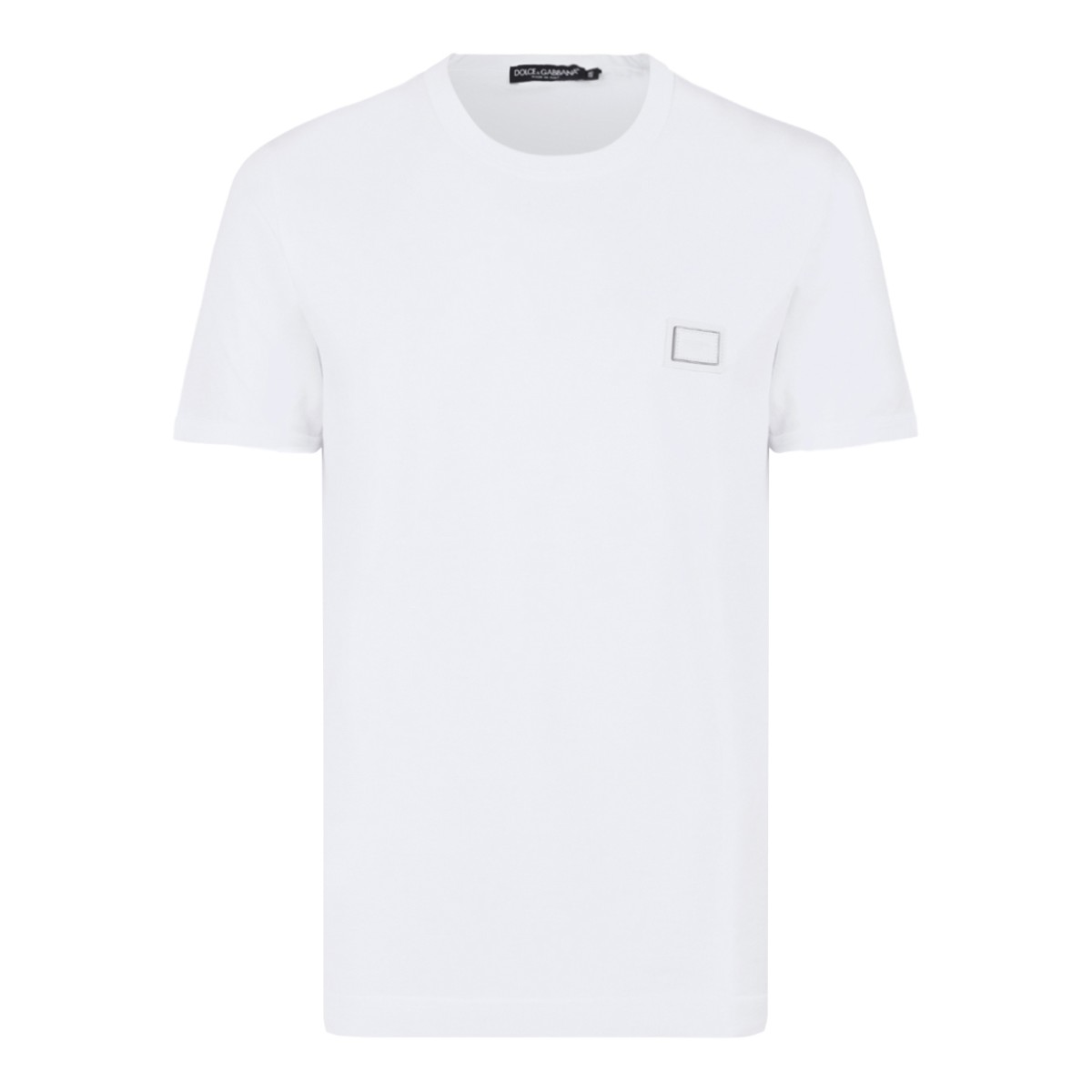 Dolce & Gabbana White Cotton Logo Patch T-Shirt.
