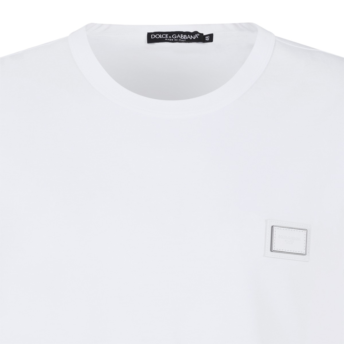 Dolce & Gabbana White Cotton Logo Patch T-Shirt.