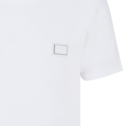 Dolce & Gabbana White Cotton Logo Patch T-Shirt.