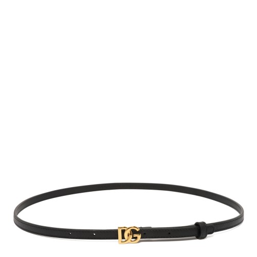 Dolce & Gabbana Black Leather DG Logo Belt.